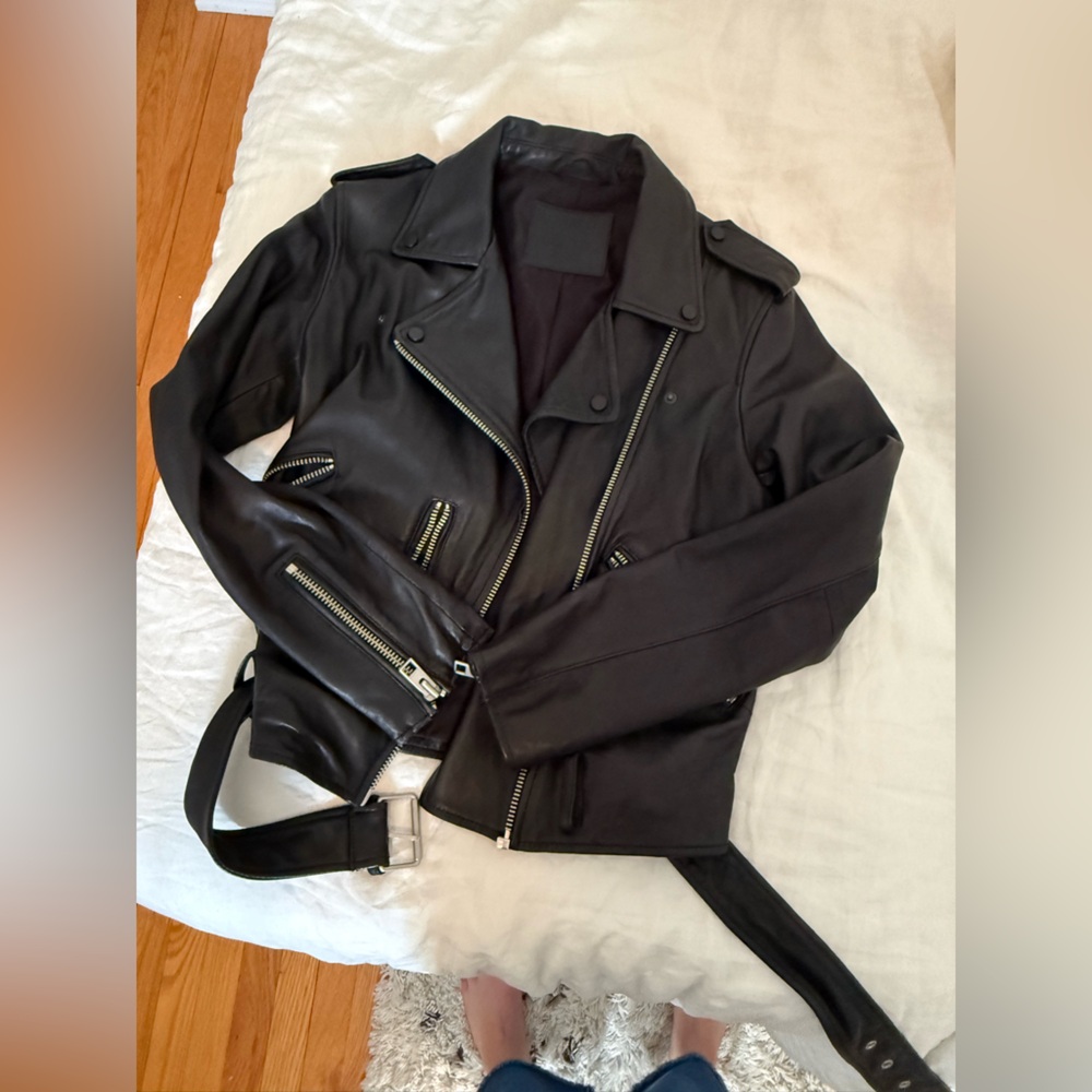 NWT All Saints Balfern Black Leather Jacket - Picture 7 of 8